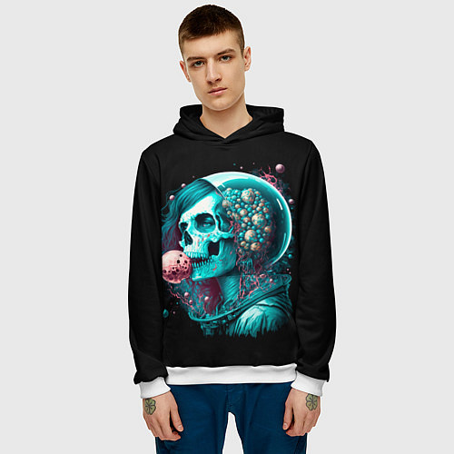 Мужская толстовка Скелет девушки из космоса / 3D-Белый – фото 3
