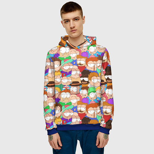 Мужская толстовка Разные прикольные люди / 3D-Синий – фото 3