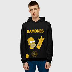 Толстовка-худи мужская Ramones Гомер Симпсон рокер, цвет: 3D-черный — фото 2