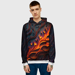 Толстовка-худи мужская Огненный орнамент с языками пламени, цвет: 3D-белый — фото 2