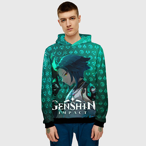 Мужская толстовка Адепт Сяо элементали / 3D-Черный – фото 3