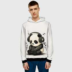 Толстовка-худи мужская Милая панда в наушниках, цвет: 3D-черный — фото 2