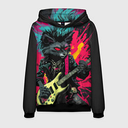 Толстовка-худи мужская Rocker Cat on a dark background - C-Cats collectio, цвет: 3D-черный