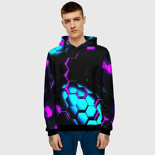 Мужская толстовка Неоновая броня fortnite / 3D-Черный – фото 3