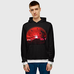 Толстовка-худи мужская Кружащие вороны, цвет: 3D-белый — фото 2