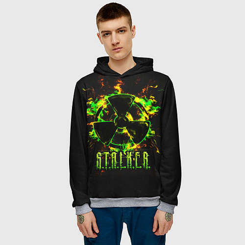 Мужская толстовка S T A L K E R yellow-green fire / 3D-Меланж – фото 3
