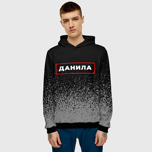 Мужская толстовка Данила - в красной рамке на темном / 3D-Черный – фото 3