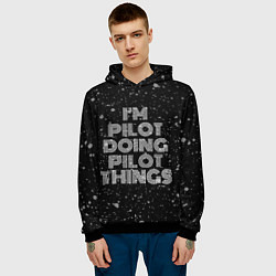 Толстовка-худи мужская Im pilot doing pilot things: на темном, цвет: 3D-черный — фото 2