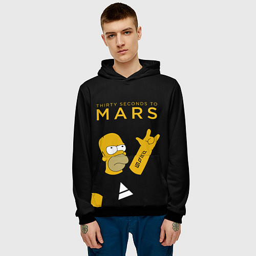 Мужская толстовка 30 Seconds to Mars Гомер Симпсон рокер / 3D-Черный – фото 3