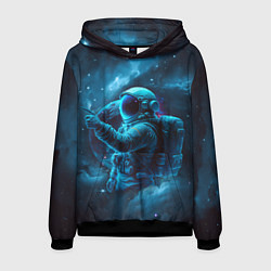 Толстовка-худи мужская An astronaut in blue space, цвет: 3D-черный
