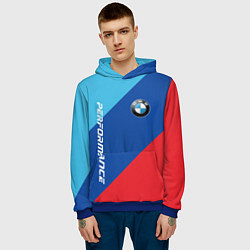 Толстовка-худи мужская Bmw - m colors, цвет: 3D-синий — фото 2