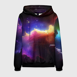 Толстовка-худи мужская Столкновение галактик, цвет: 3D-черный