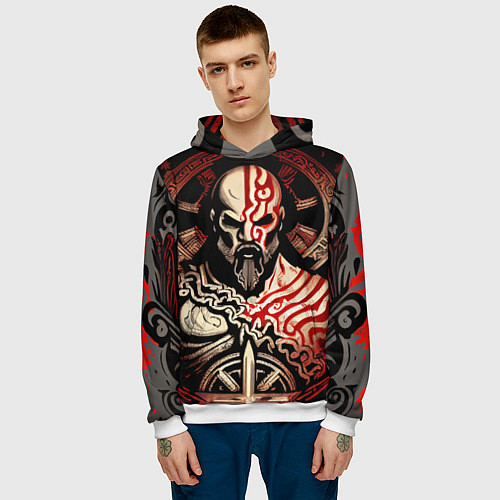 Мужская толстовка Кратос кельтский / 3D-Белый – фото 3