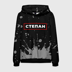 Толстовка-худи мужская Степан - в красной рамке на темном, цвет: 3D-черный