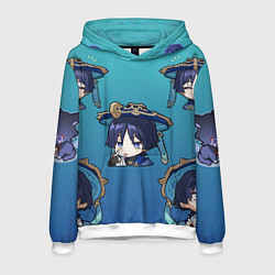 Толстовка-худи мужская Чиби Странник Genshin Impact, цвет: 3D-белый