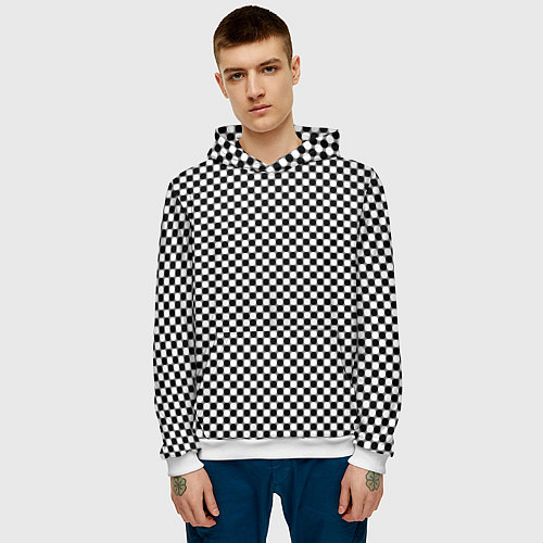 Мужская толстовка Шахматная клетка иллюзия / 3D-Белый – фото 3