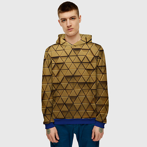 Мужская толстовка Золотые треугольники / 3D-Синий – фото 3