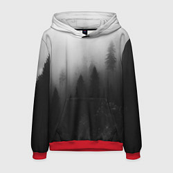 Толстовка-худи мужская Красивый туманный лес, цвет: 3D-красный