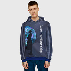 Толстовка-худи мужская Уэнсдей Аддамс - темная сторона окна, цвет: 3D-синий — фото 2