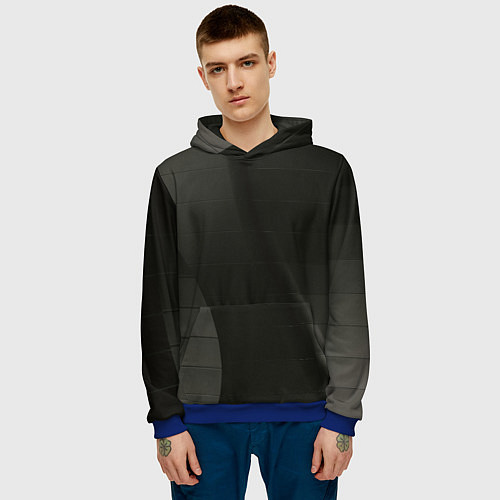 Мужская толстовка Чёрные геометрические металлические листы / 3D-Синий – фото 3
