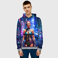 Толстовка-худи мужская Cyberpunk 2077 - neural network, цвет: 3D-меланж — фото 2
