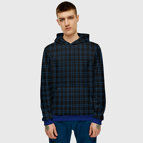 Мужская толстовка Синие клетки / 3D-Синий – фото 3