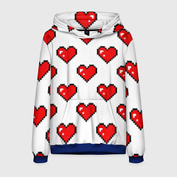 Толстовка-худи мужская Сердца в стиле пиксель-арт, цвет: 3D-синий