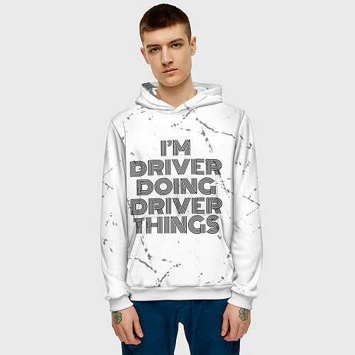 Мужская толстовка I am doing driver things / 3D-Белый – фото 3