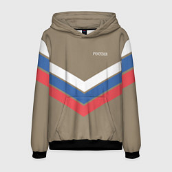 Толстовка-худи мужская Триколор - три полосы на песочном, цвет: 3D-черный