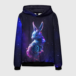 Толстовка-худи мужская Космический звёздный кролик, цвет: 3D-черный