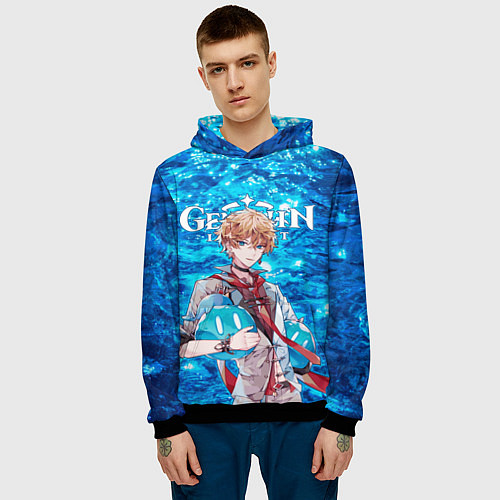 Мужская толстовка Тарталья на фоне воды / 3D-Черный – фото 3