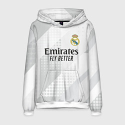 Толстовка-худи мужская ФК Реал Мадрид, цвет: 3D-белый