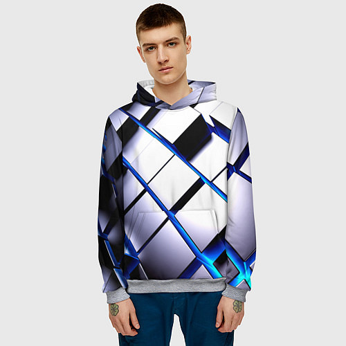 Мужская толстовка Неоновые плиты киберпанк / 3D-Меланж – фото 3