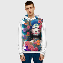 Толстовка-худи мужская Japan style - tattoo - art, цвет: 3D-белый — фото 2