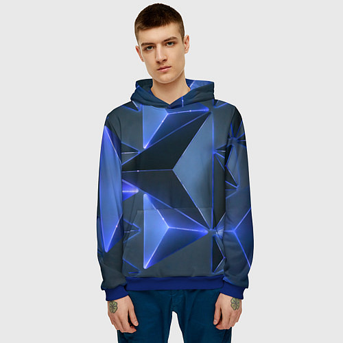 Мужская толстовка Triangle neon / 3D-Синий – фото 3