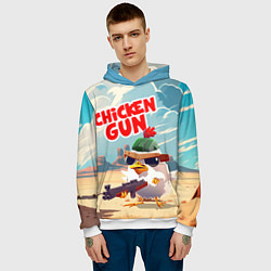 Толстовка-худи мужская Chicken Gun, цвет: 3D-белый — фото 2