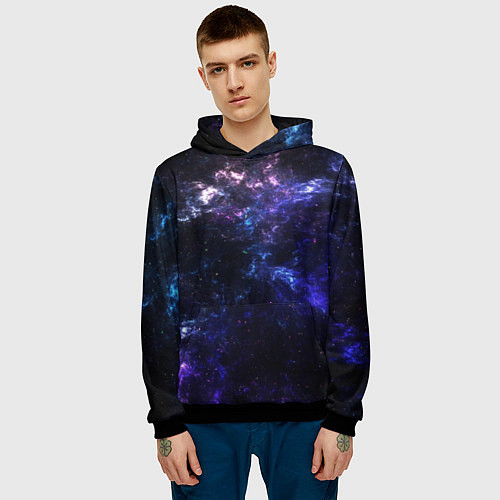 Мужская толстовка Дали неонового космоса / 3D-Черный – фото 3
