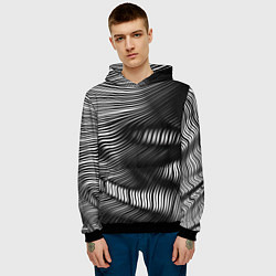 Толстовка-худи мужская Оптические волны, цвет: 3D-черный — фото 2