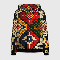 Толстовка-худи мужская Русский узор крестиком, цвет: 3D-черный