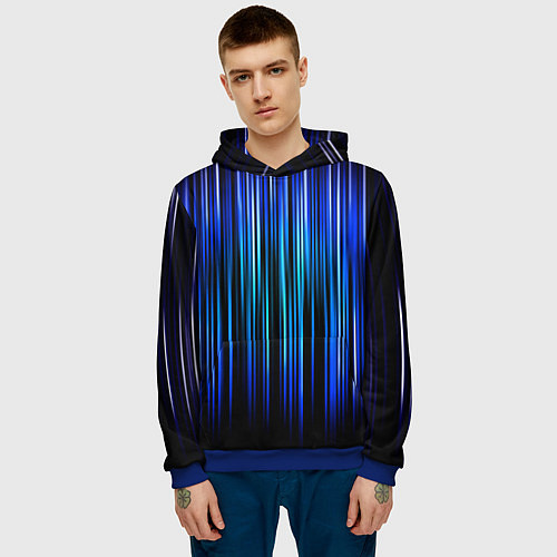Мужская толстовка Neon line stripes / 3D-Синий – фото 3