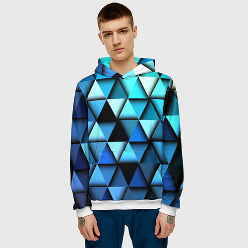Мужская толстовка Blue triangle / 3D-Белый – фото 3