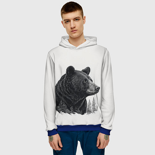 Мужская толстовка Нарисованный медведь / 3D-Синий – фото 3