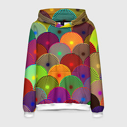 Толстовка-худи мужская Multicolored circles, цвет: 3D-белый