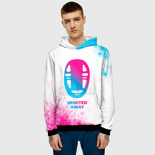 Мужская толстовка Spirited Away neon gradient style / 3D-Черный – фото 3