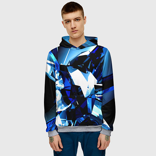 Мужская толстовка Crystal blue form / 3D-Меланж – фото 3