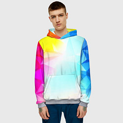 Толстовка-худи мужская Gradient colors geometry, цвет: 3D-меланж — фото 2