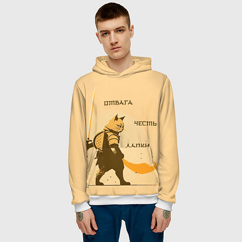 Мужская толстовка Кот-воин / 3D-Белый – фото 3