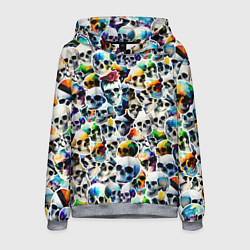 Толстовка-худи мужская Акварельные черепа, цвет: 3D-меланж