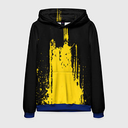 Толстовка-худи мужская Фонтан бурлящей желтой краски, цвет: 3D-синий