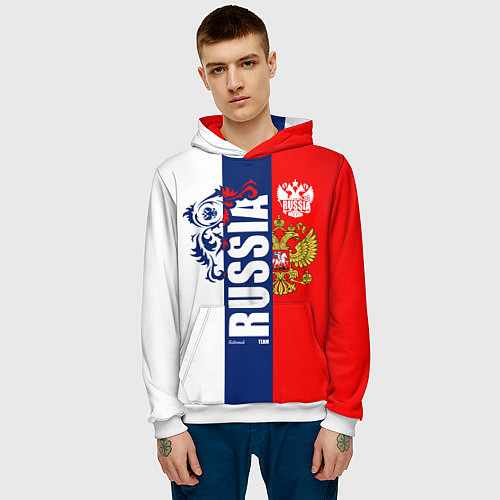 Мужская толстовка Russia national team: white blue red / 3D-Белый – фото 3